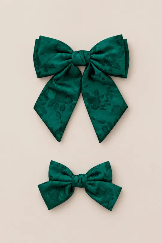Hair Bows in Emerald Satin