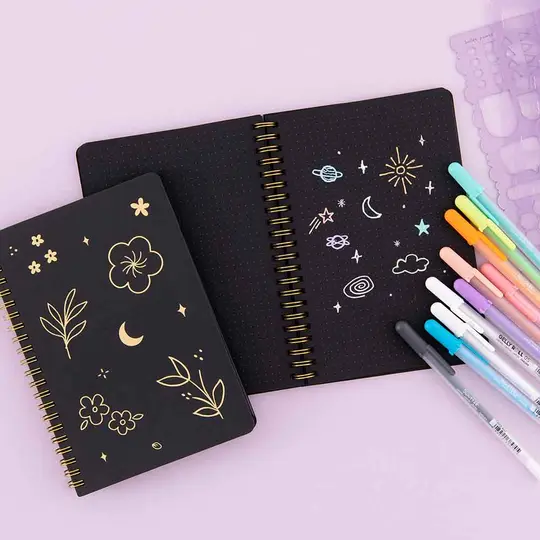 Tsuki Black Paper Ringbound Bullet Journal ☾