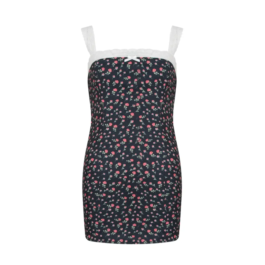 French lace suspenders floral dress 2025 summer new style slim fit temperament slim hip skirt R3096