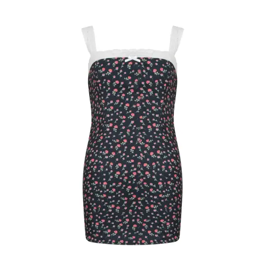 French lace suspenders floral dress 2025 summer new style slim fit temperament slim hip skirt R3096