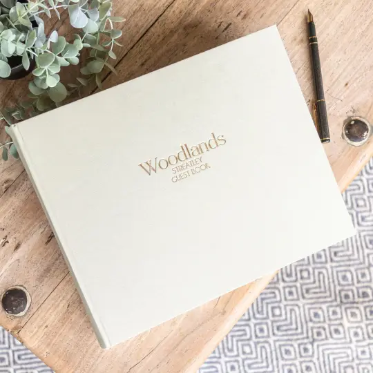 Large Landscape Personalised Linen Visitors/Guest Book