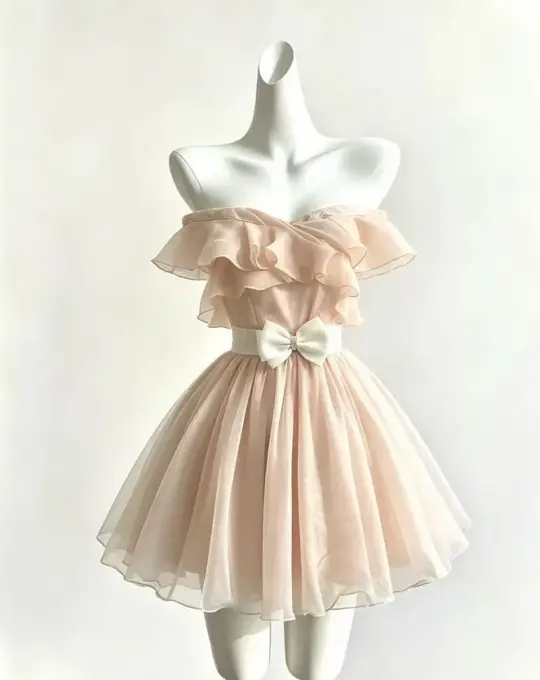 Gentle Champagne Homecoming Dress , Tulle Pleated Corset Mini Birthday Dress RS1749