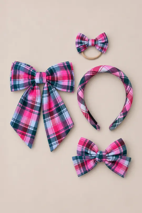 Hair Bows in Vibrant Plaid