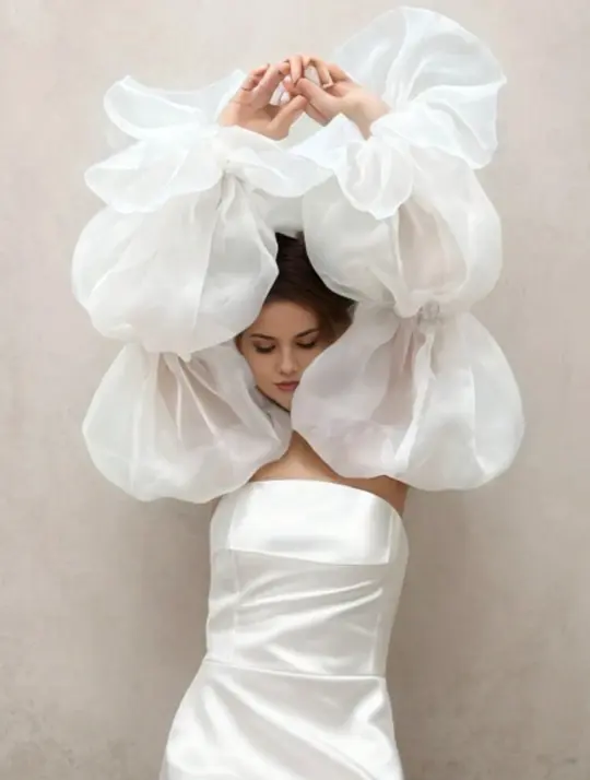 Oversized organza sleeves