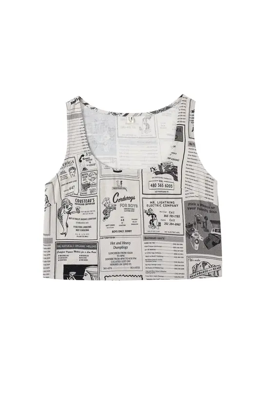 Scoop Crop Tank Soft Linen White Pages