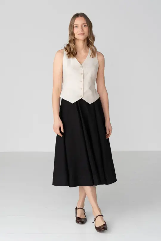 Classic – Full-Circle Linen Midi Skirt