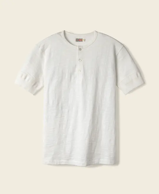 Loopwheel Tubular Henley T-Shirt - White