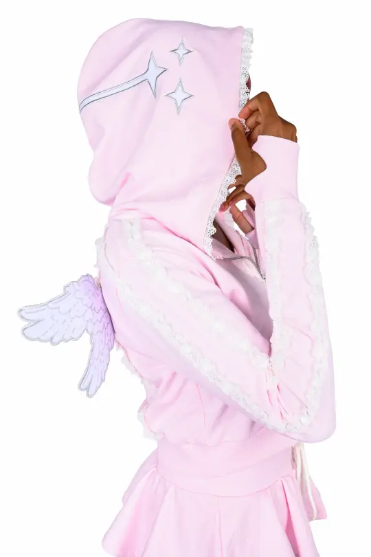 Halo Angel Wing Hoodie - Pink