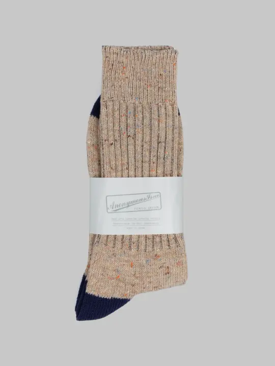 Anonymous Ism Tweed Nep Crew Socks Beige