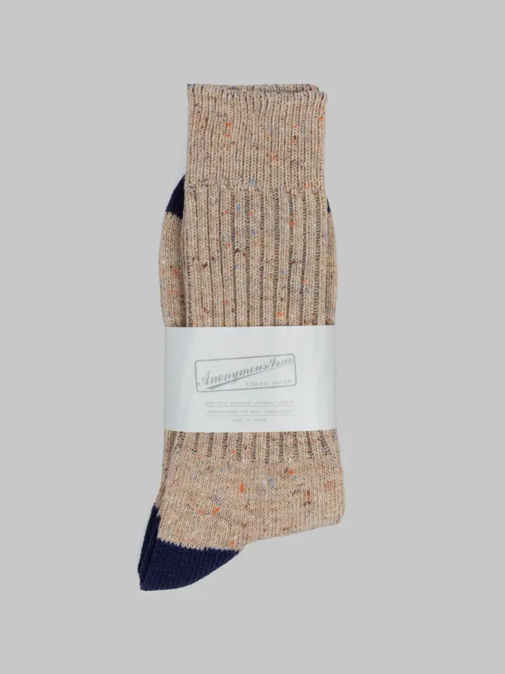 Anonymous Ism Tweed Nep Crew Socks Beige
