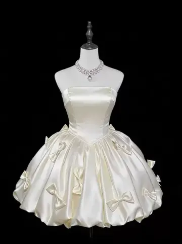 Elegant White Homecoming Dress , Silky Bow Decor Corset Short Prom Dress RS1622