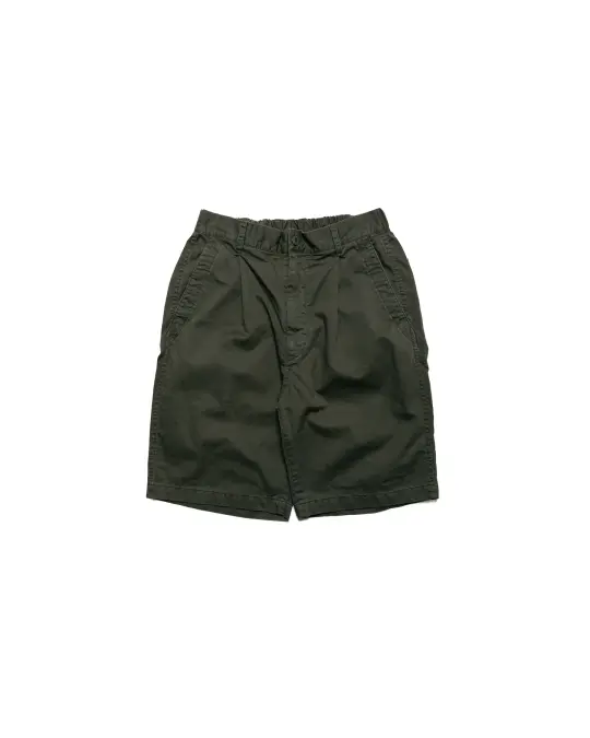 Sage de Cret Cotton Broken Twill Wide Pleated Shorts Olive