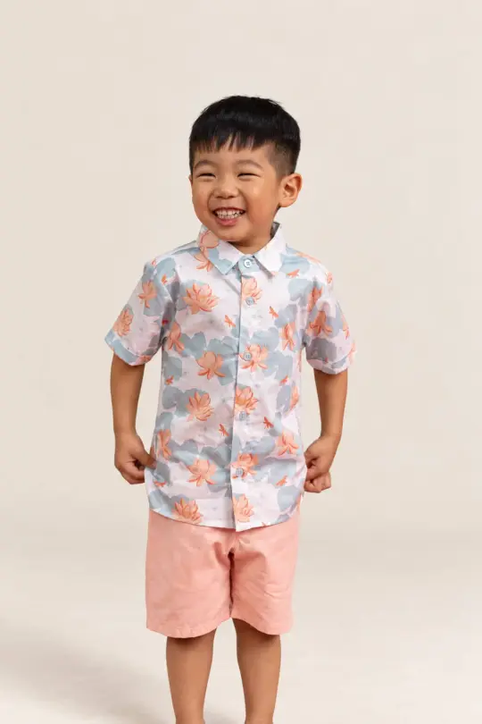 Little Man Shirt - Teal Lotus