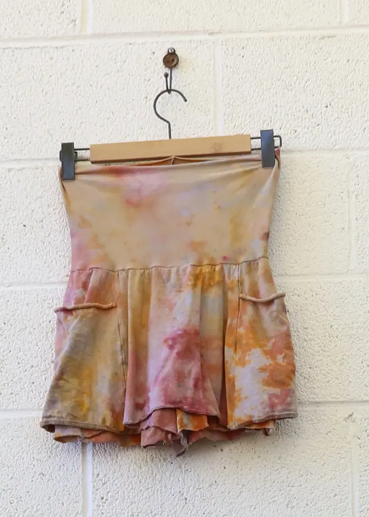 OOAK -  Perfect Pockets Mini SkOrt / S / LIGHT Hemp/Organic Cotton / Ice Dye (131)