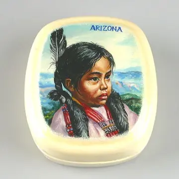 Portrait Of Native American Girl Lacquer Box