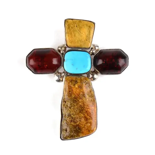 As-is One-of-a-kind Vintage Amber Cross Pendant
