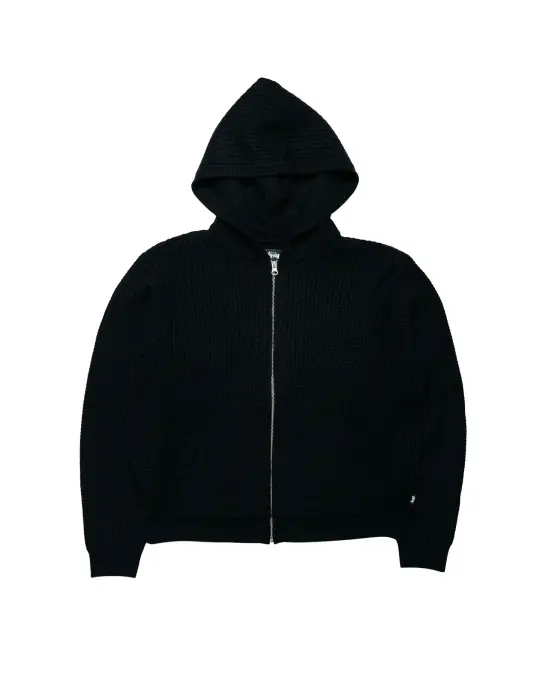 Stüssy Waffle Cashmere Zip Hood Black