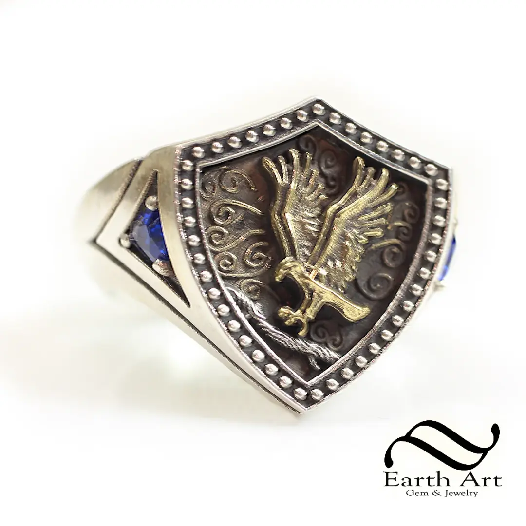Deluxe House Signet Ring - The Raven - Sterling Silver and Ancient Bronze
