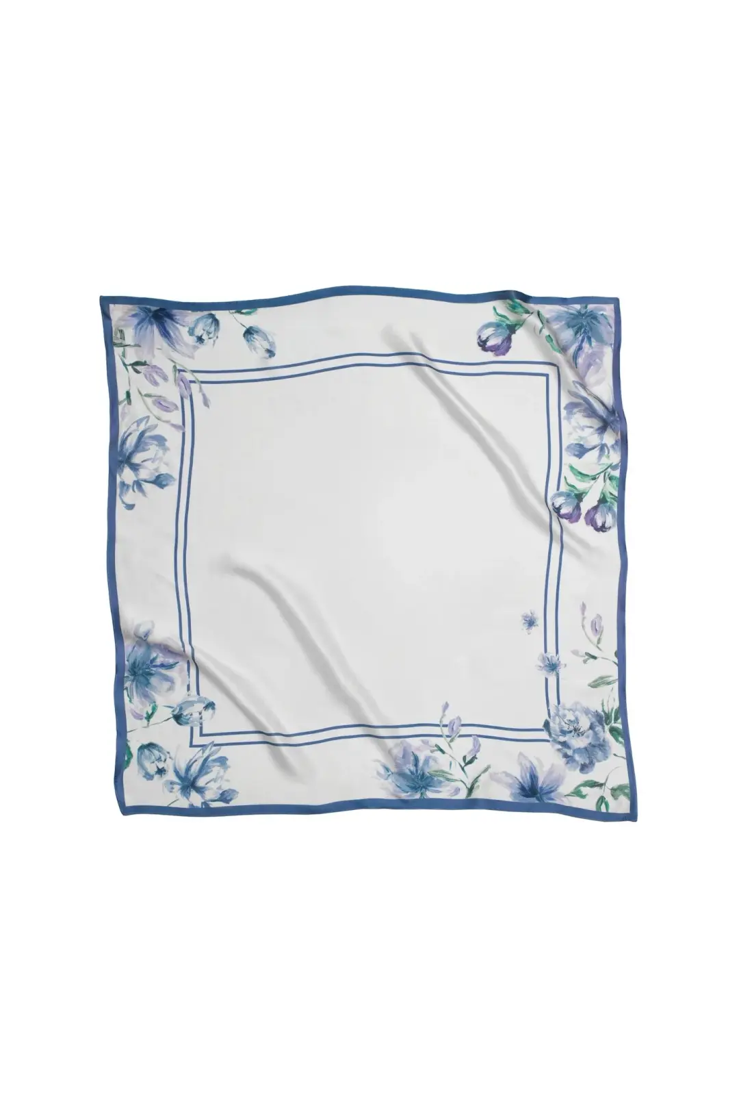 Medium Floral Natural Silk Scarf | Blue Collection