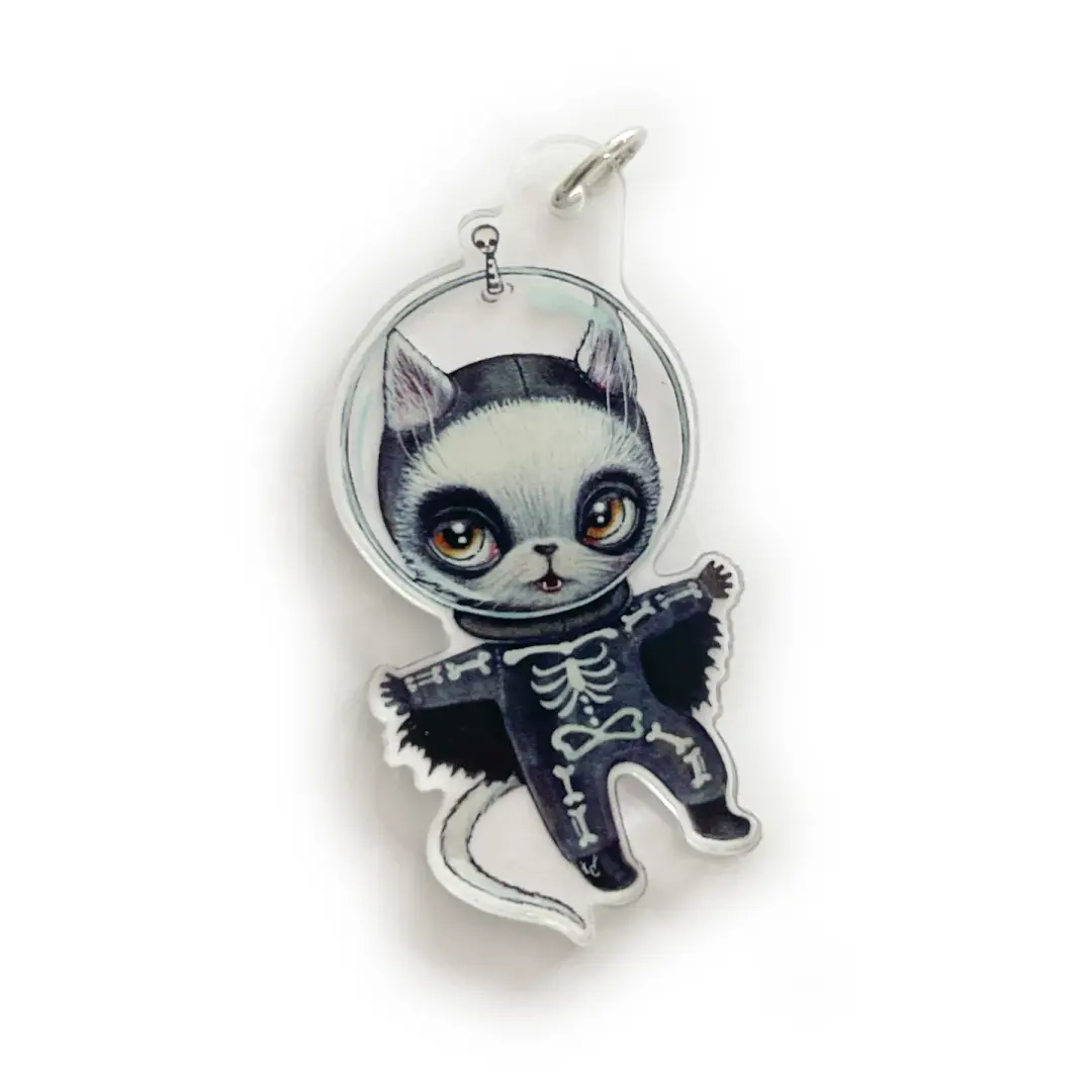 Skully Space Cat (Acrylic Charm)