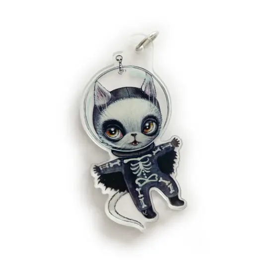 Skully Space Cat (Acrylic Charm)