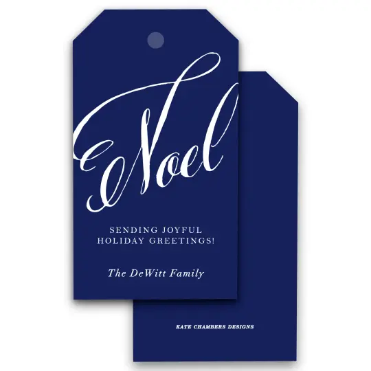 Slanted Noel navy Christmas Holiday Gift Tag