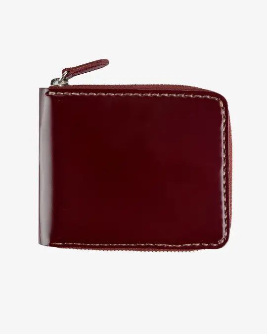 Zip-Secured Shell Cordovan Wallet - Oxblood
