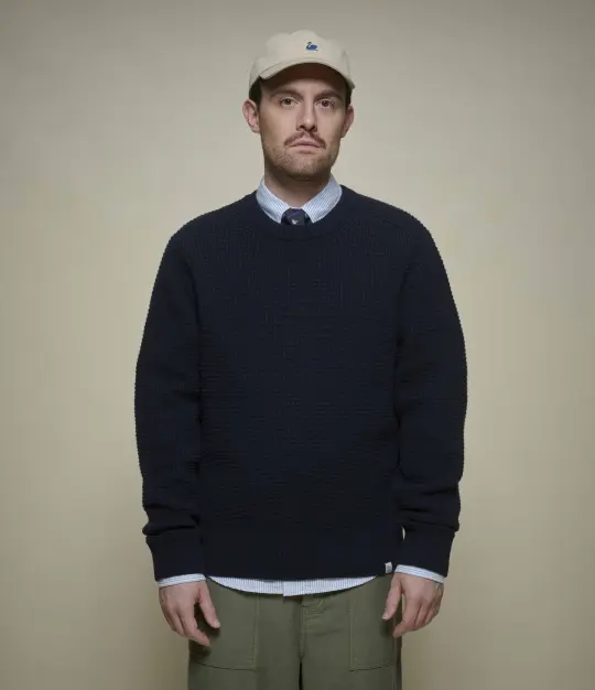 Merino Wool-Cashmere Waffle Structure Sweater