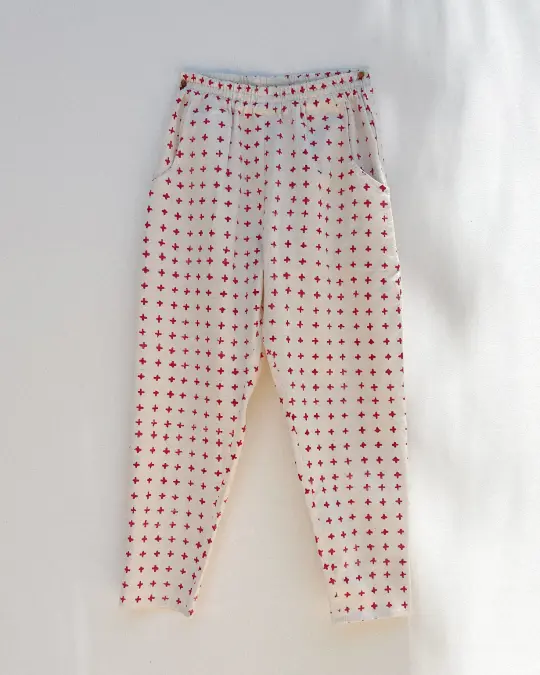 Deck Pants in Fuscia Cross Dot