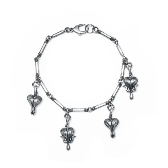 The Blood of Spring. Bleeding Hearts Charm Bracelet.