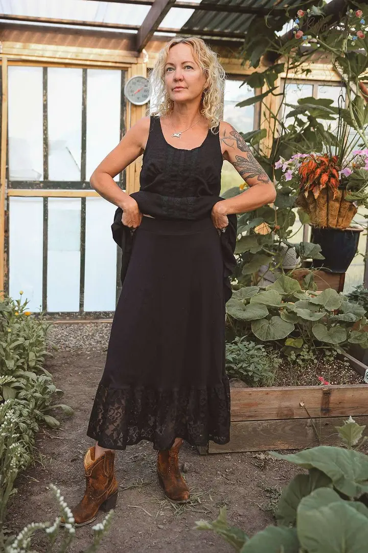 Black Cotton Midi Petticoat