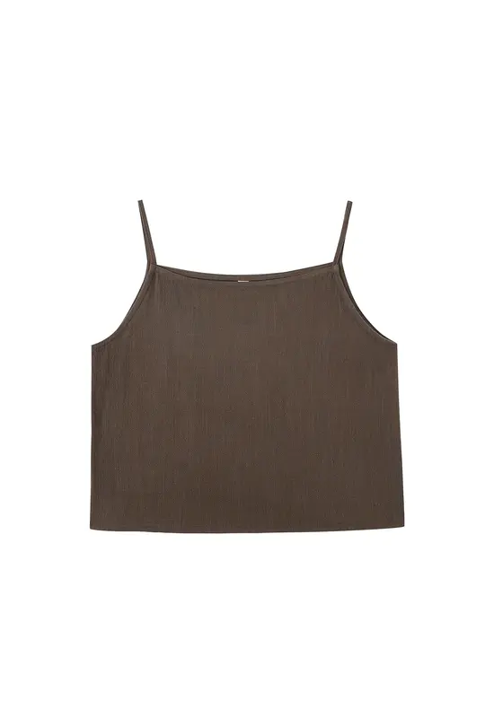Crop Cami Soft Linen Tank Brown
