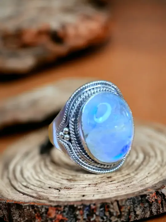 Silver Moonstone Ring
