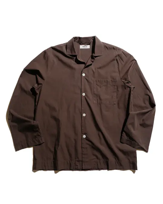 Tekla Poplin Pyjama Shirt Coffee