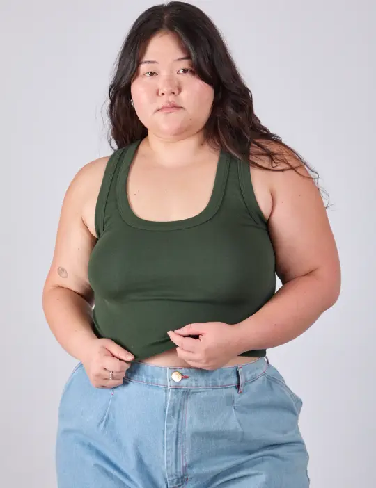 Cropped Tank Top - Swamp Green *FINAL SALE*