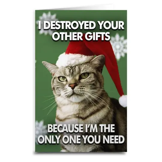Cat Destroyed the Gifts Card - Funny Holiday Cat Card - Christmas Cat Mom Gift