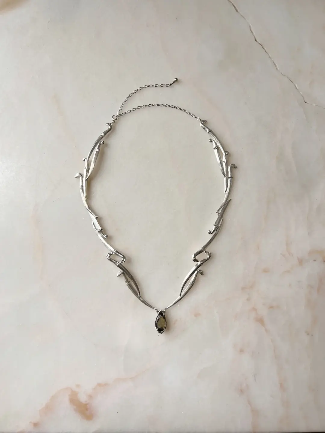 Queen of Swords // Moss Aquamarine Necklace