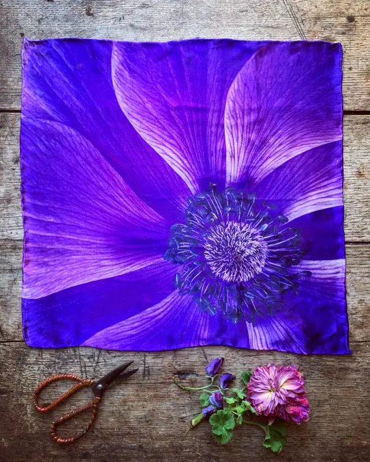 ‘ANEMONE’ - 100% SATIN SILK POCKET SQUARE WITH HAND ROLLED EDGES