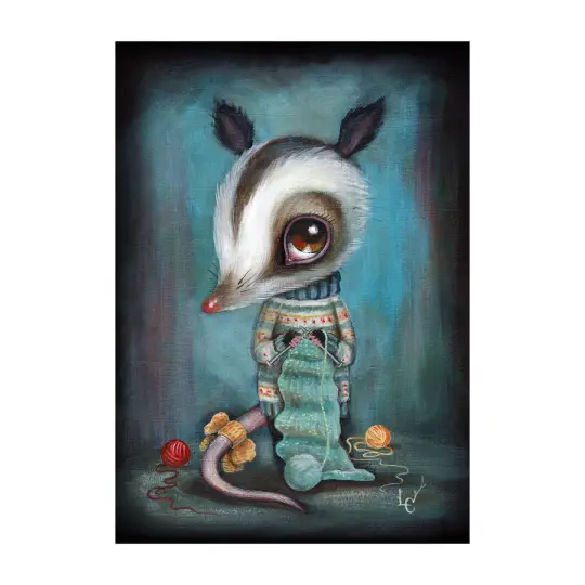 Purl the knitting Possum (5 x 7 inch print)