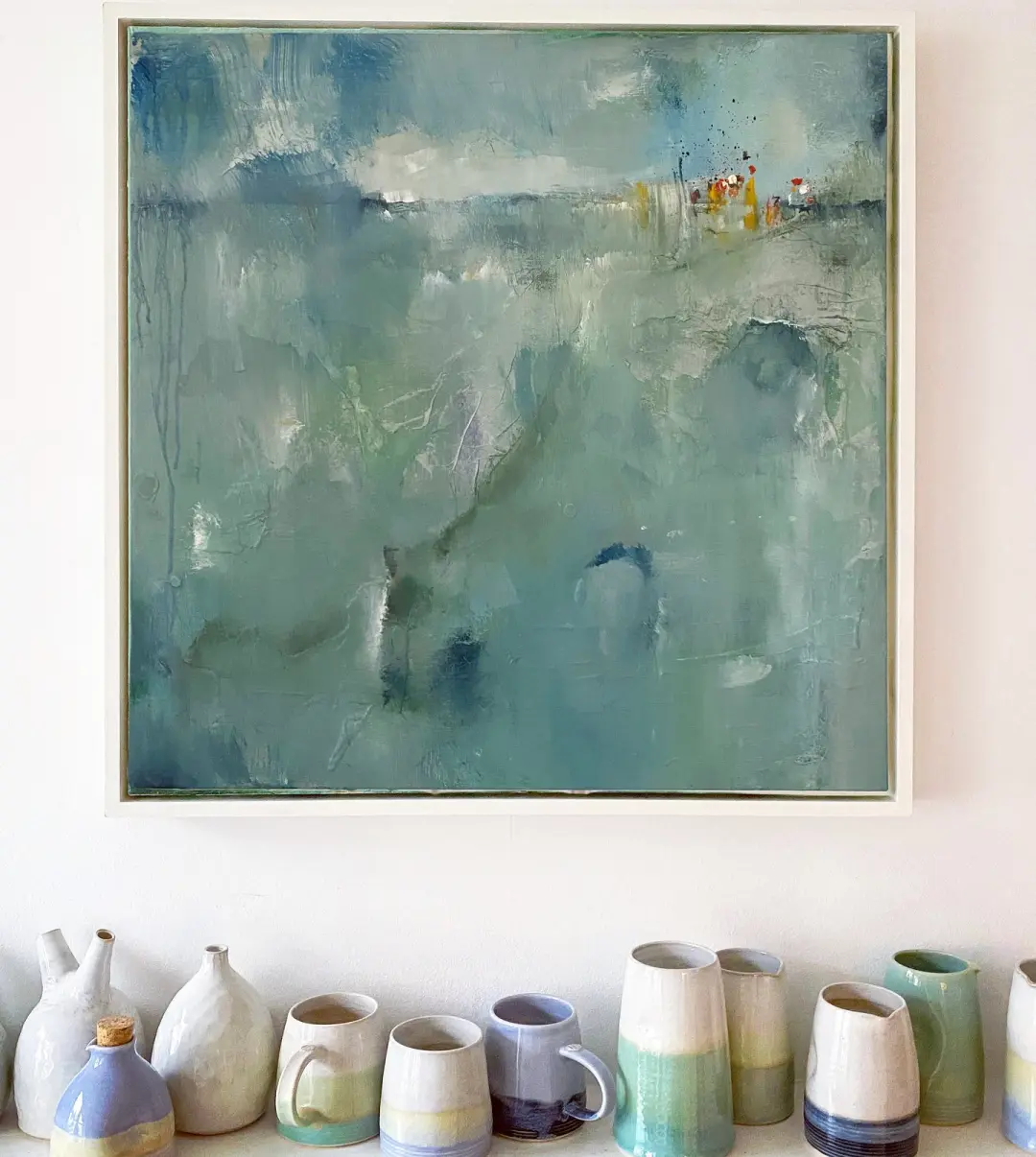 'Cornish Waters' - 60 x 60cm Mixed Media Painting ( Framed )