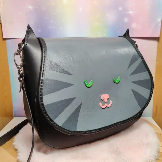Leather bag with cat ears