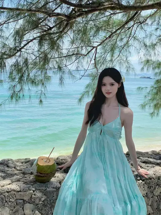 Mint Green Halter Neck Flowy Maxi Dress R9112