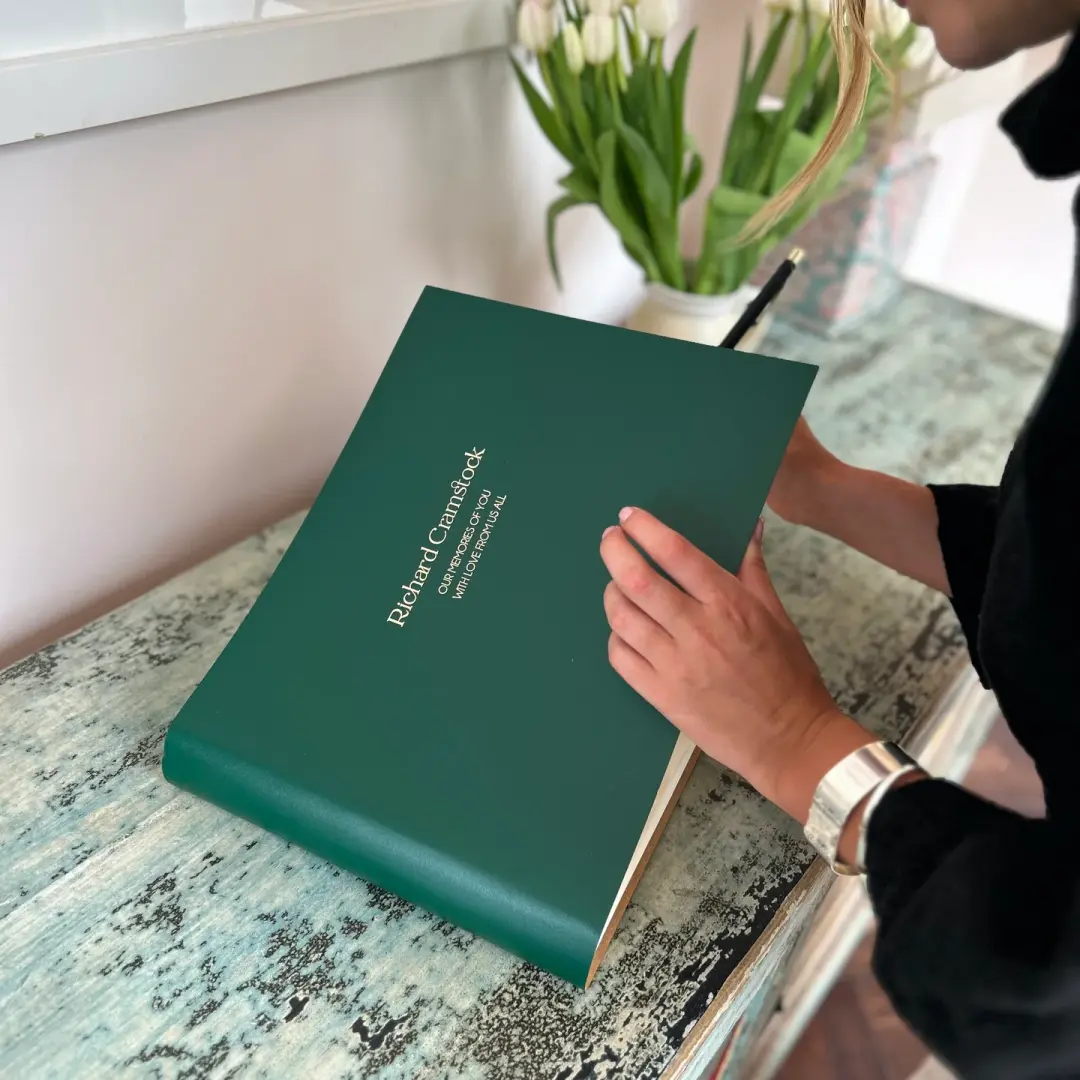 Large Leather Personalised Retirement or Leavers Book - two sizes