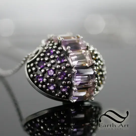 Ametrine Geode Pendant - Sterling silver with chain