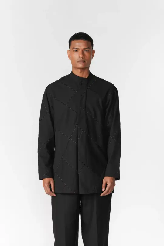 PATCHWORK DOUBLE PLACKET SHIRT
