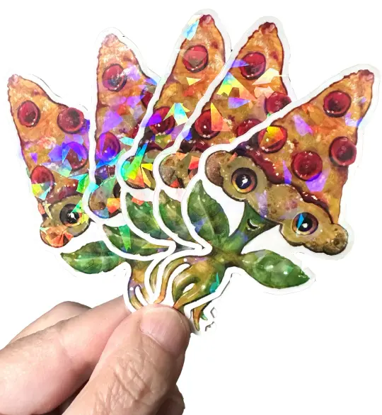 Pizza Blossom Vinyl Sticker With Spicy Cracked Ice Effect