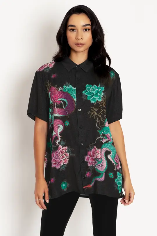 Dragon Bouquet Boyfriend Shirt