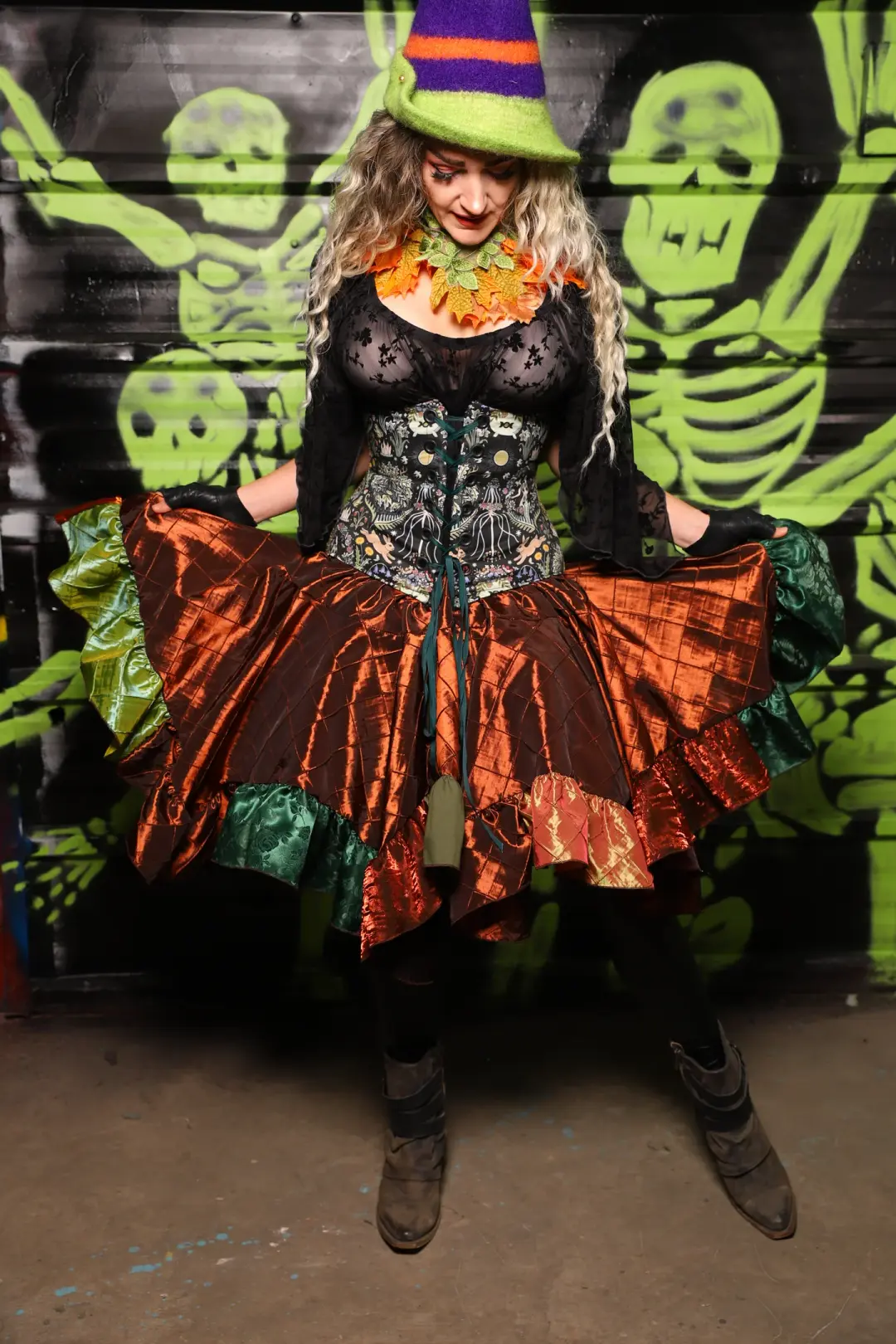 Mini Fairy Skirt in Copper Pintuck w/patchwork ruffle  - Spooky Saturday Part 8
