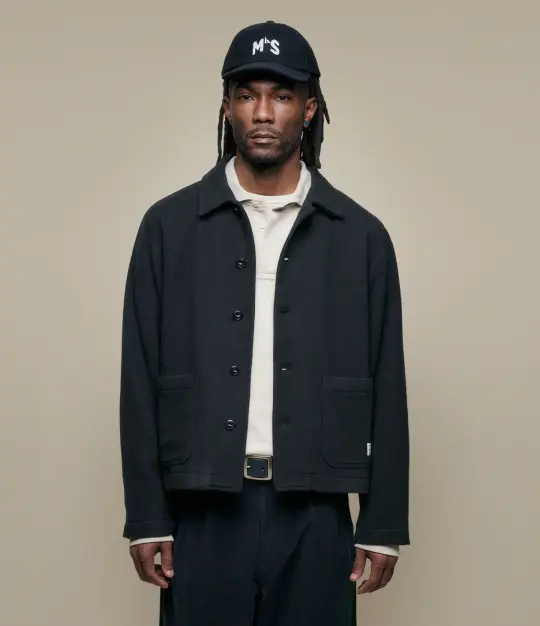 Traditionally Woven Burel Wool Cropped Worker's Jacket