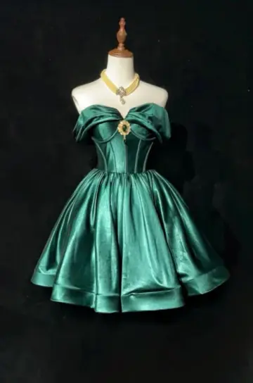 French Chic Turquoise A-Line Bateau Satin Corset Mini Prom Dress Homecoming Dress RS443